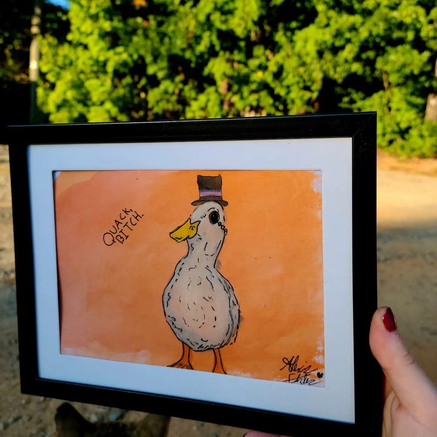 Fancy Duck Framed Watercolor Painting